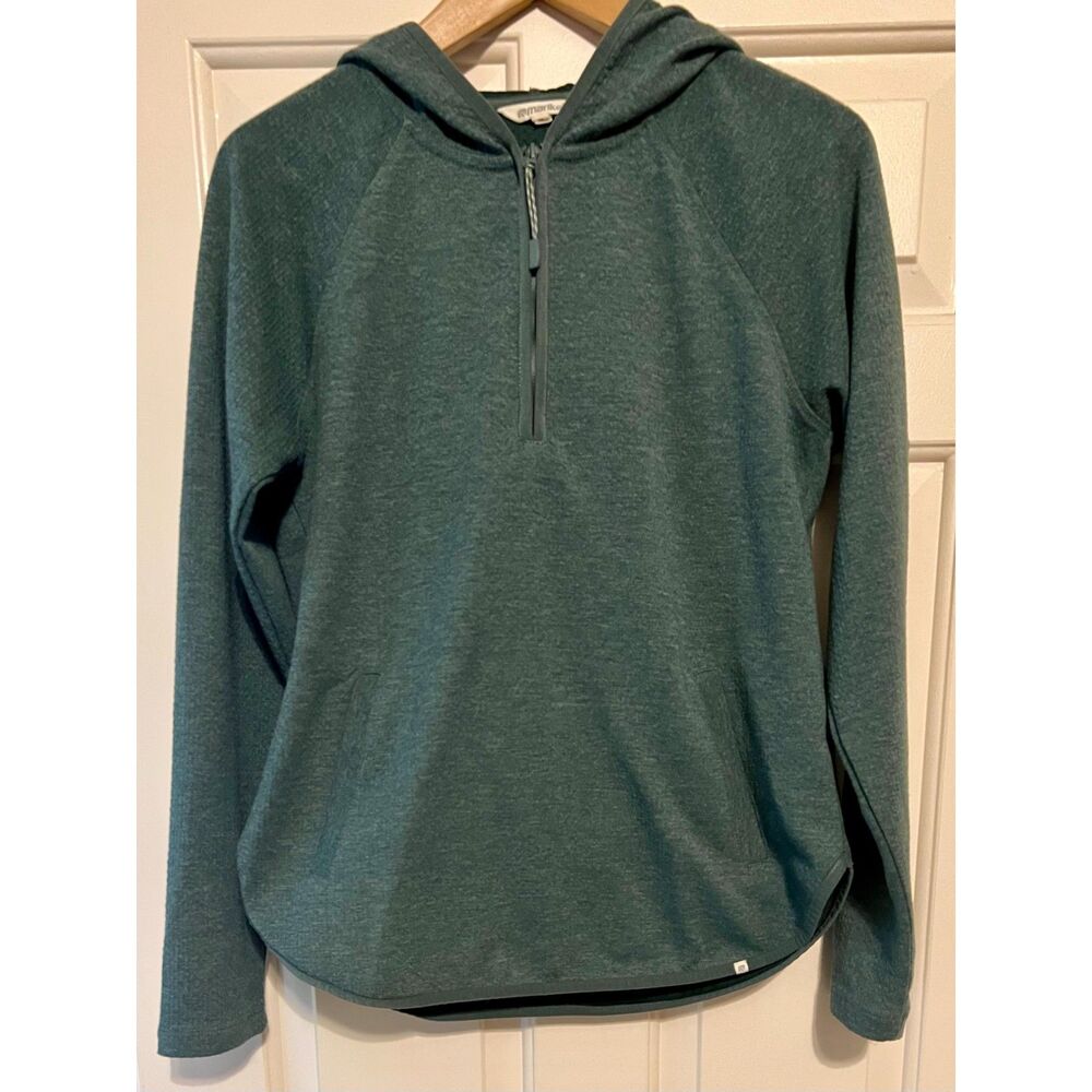 Marika Heathered Spruce Green 1/4 Zip Hooded Pullover Top M